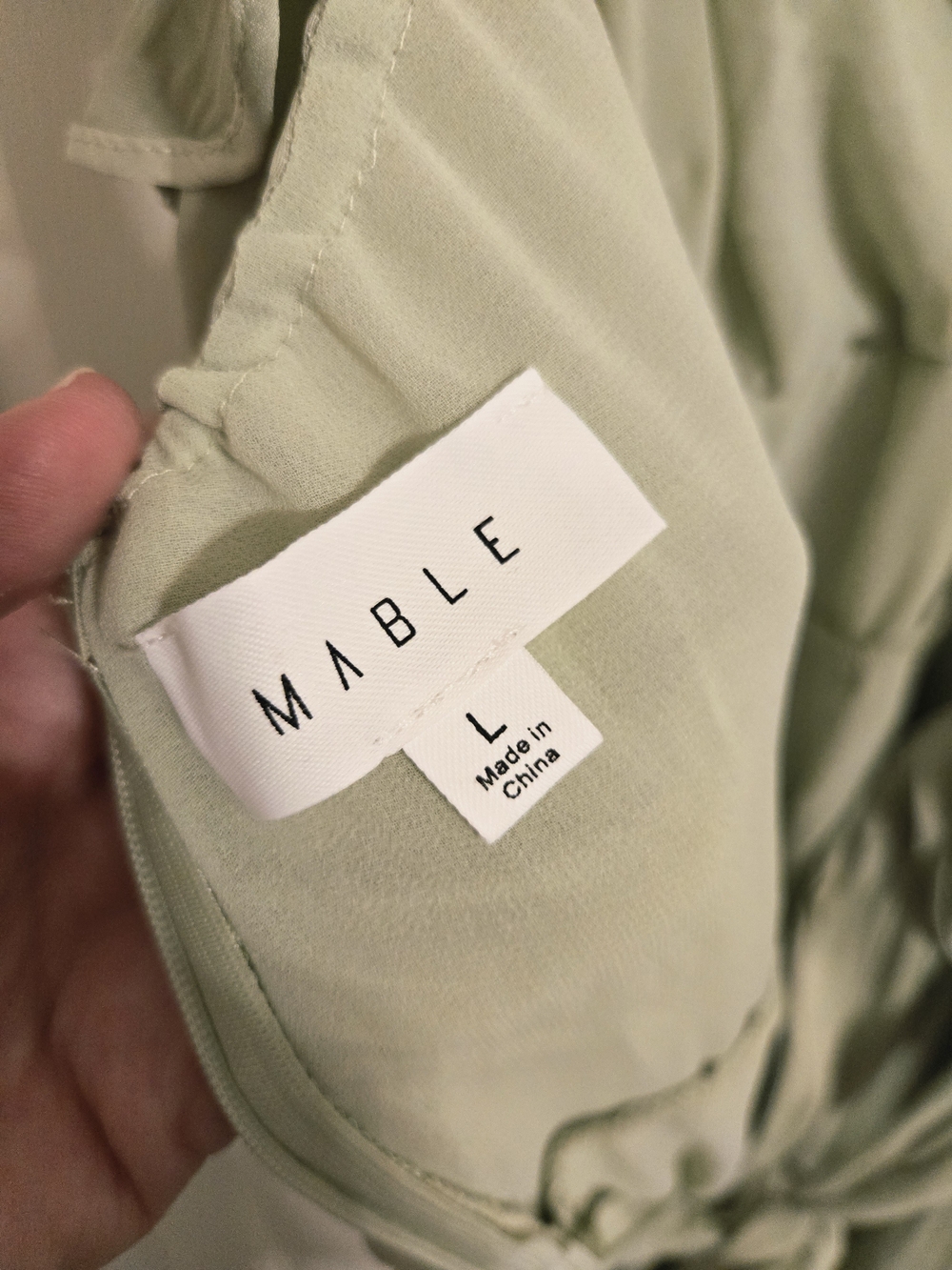 Mable Light Green Ruffle Mini Dress Size Large - Picture 3 of 6